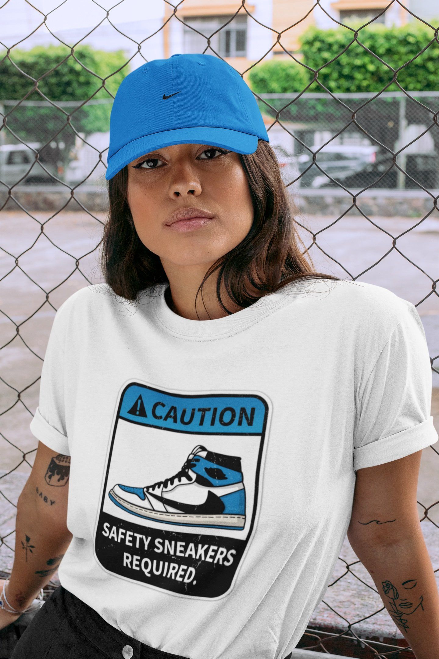 Caution Unisex Tops - Air Jordan 1 Travis Scott Fragment