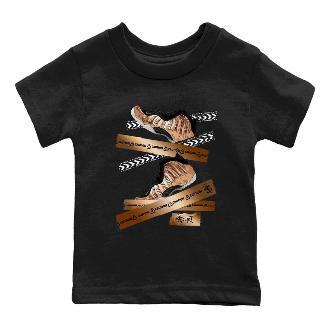 Caution Tape snkmatch Tees Kids - Air Foamposite One Metallic Copper
