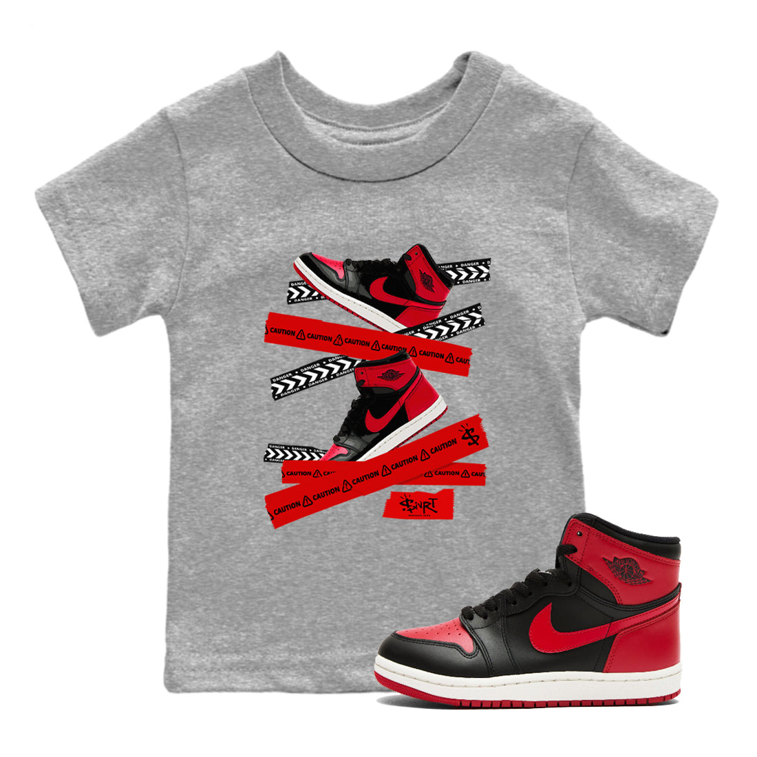 Caution Tape snkmatch Tees Kids - Air Jordan 1 '85 Bred