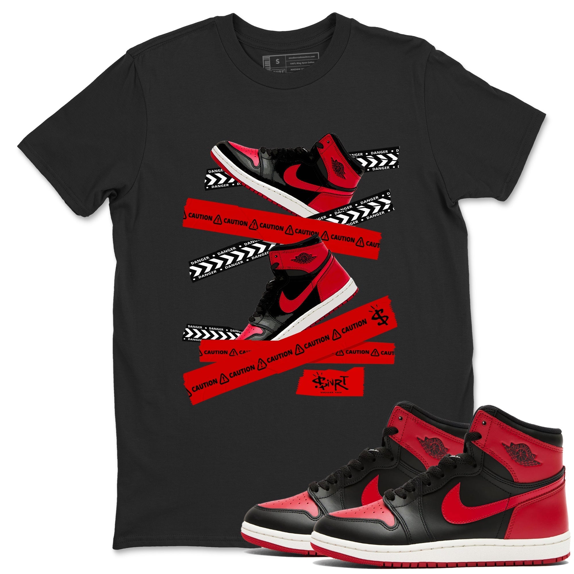 Caution Tape snkmatch Tees - Air Jordan 1 '85 Bred