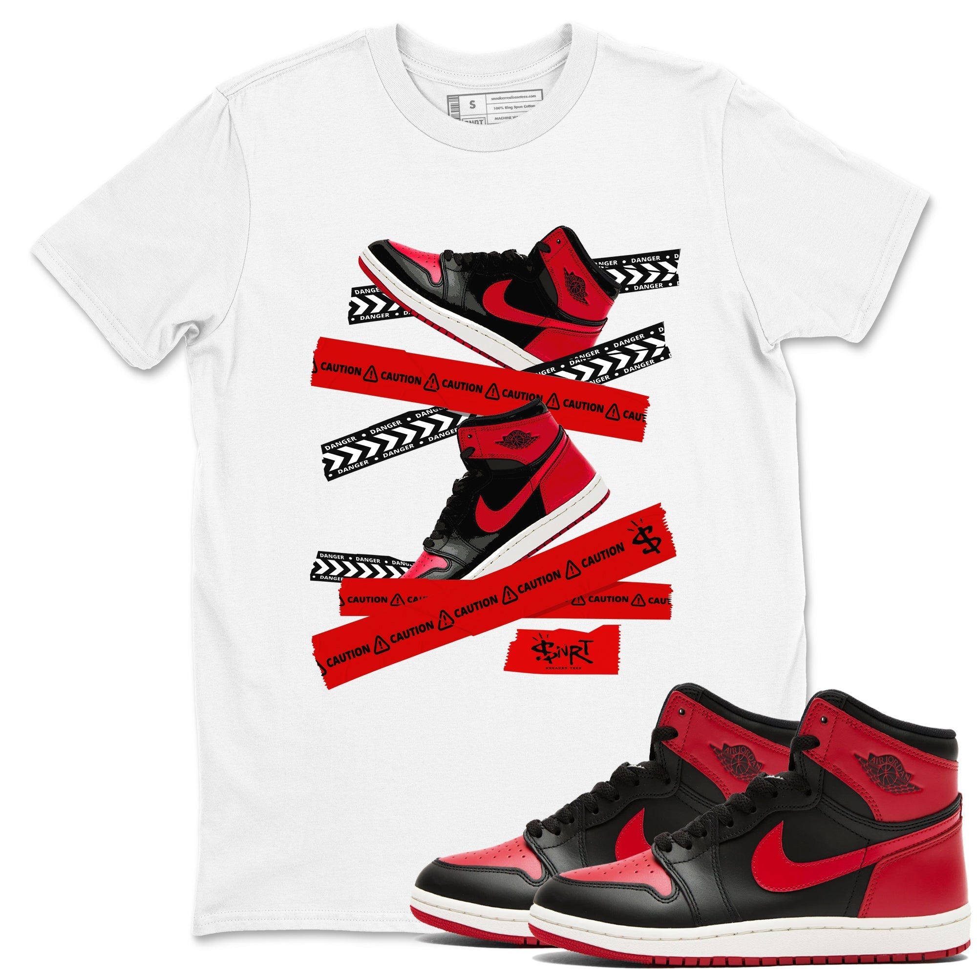 Caution Tape snkmatch Tees - Air Jordan 1 '85 Bred
