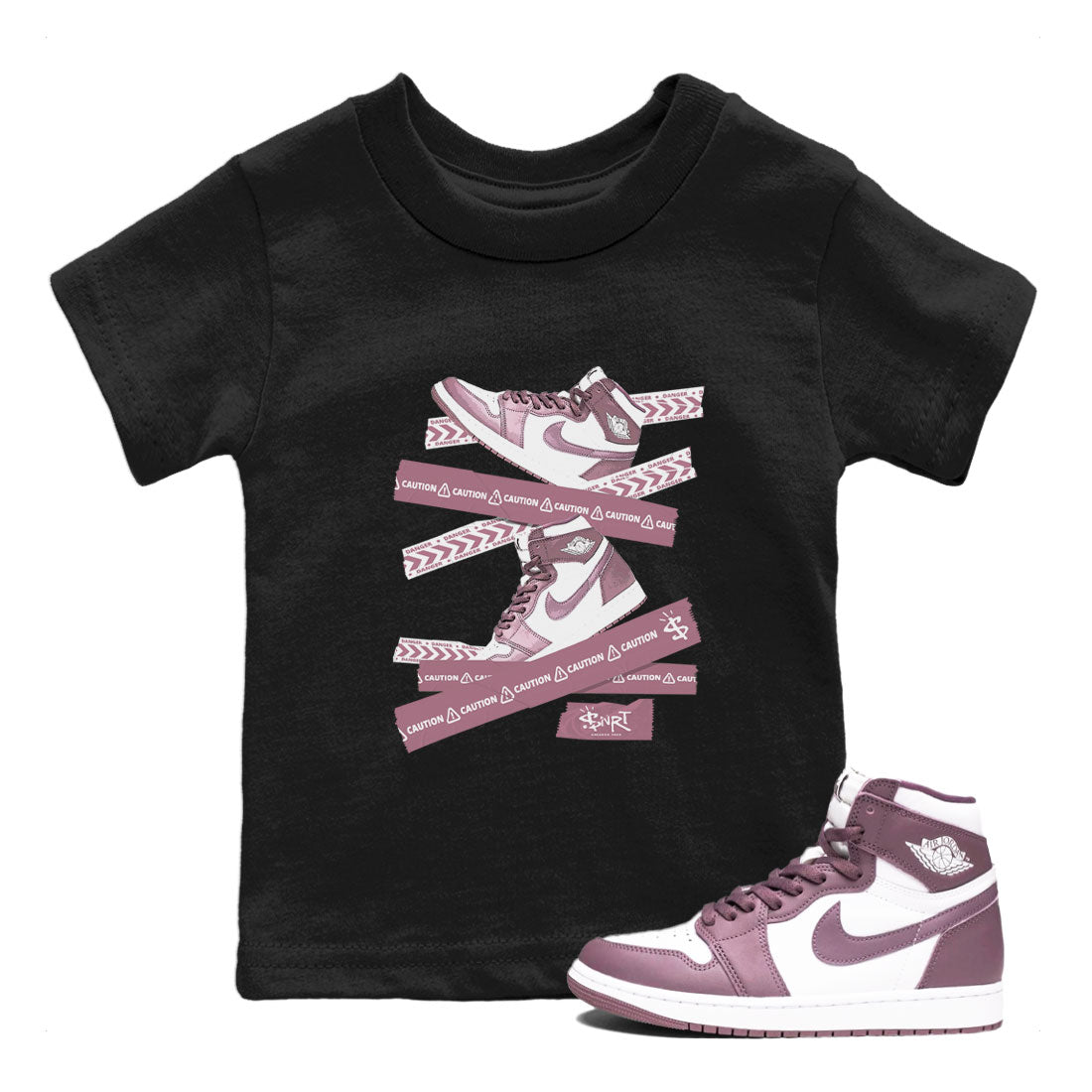 Caution Tape snkmatch Tee Kids - Air Jordan 1 Mauve