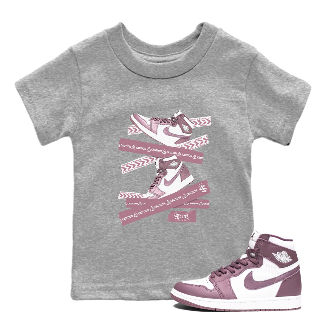 Caution Tape snkmatch Tee Kids - Air Jordan 1 Mauve