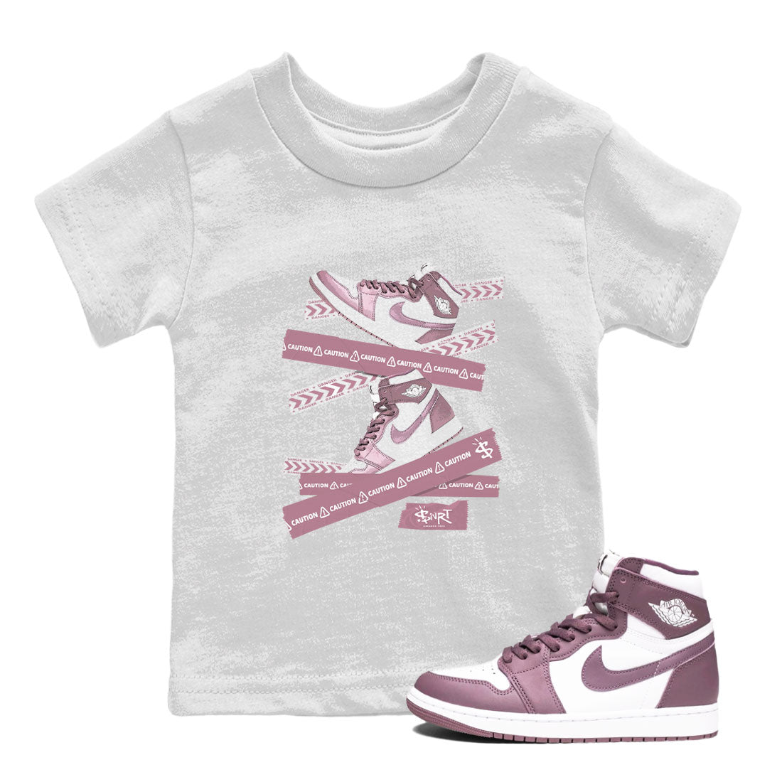 Caution Tape snkmatch Tee Kids - Air Jordan 1 Mauve