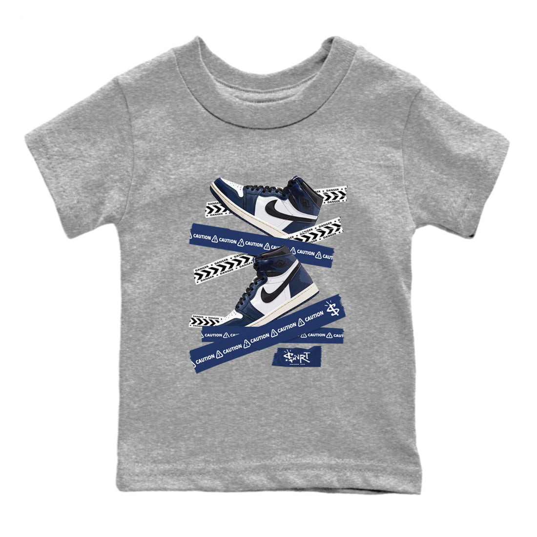 Caution Tape snkmatch Tees Kids - Air Jordan 1 Midnight Navy