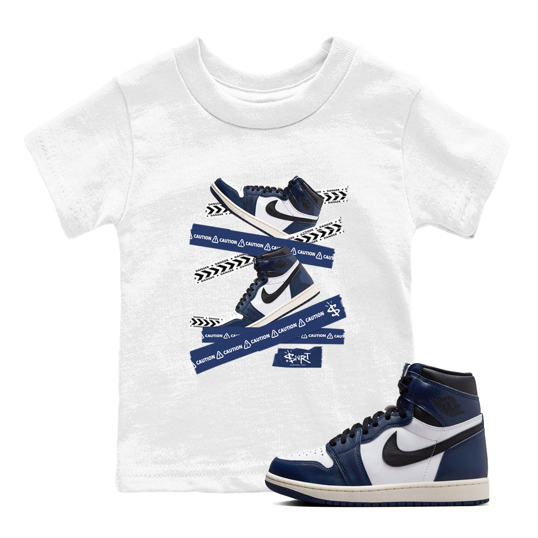 Caution Tape snkmatch Tees Kids - Air Jordan 1 Midnight Navy