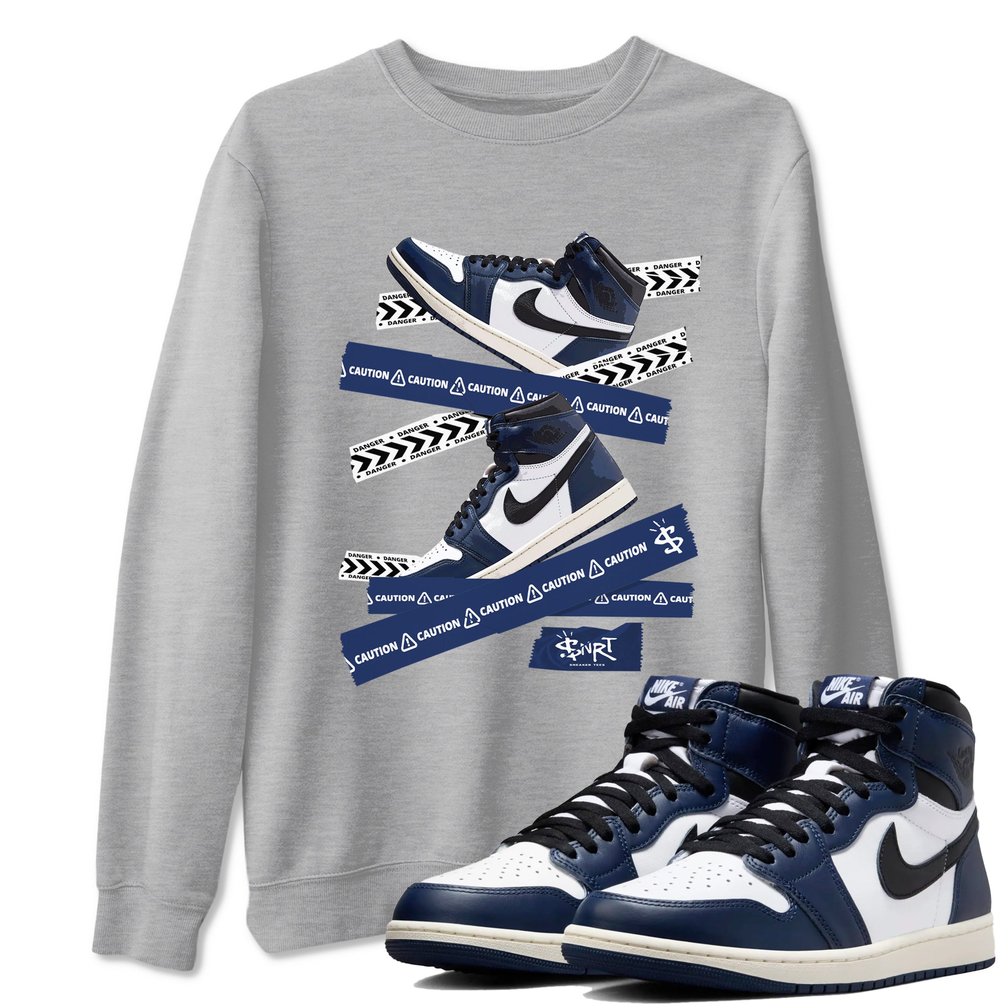 Caution Tape snkmatch Tees - Air Jordan 1 Midnight Navy