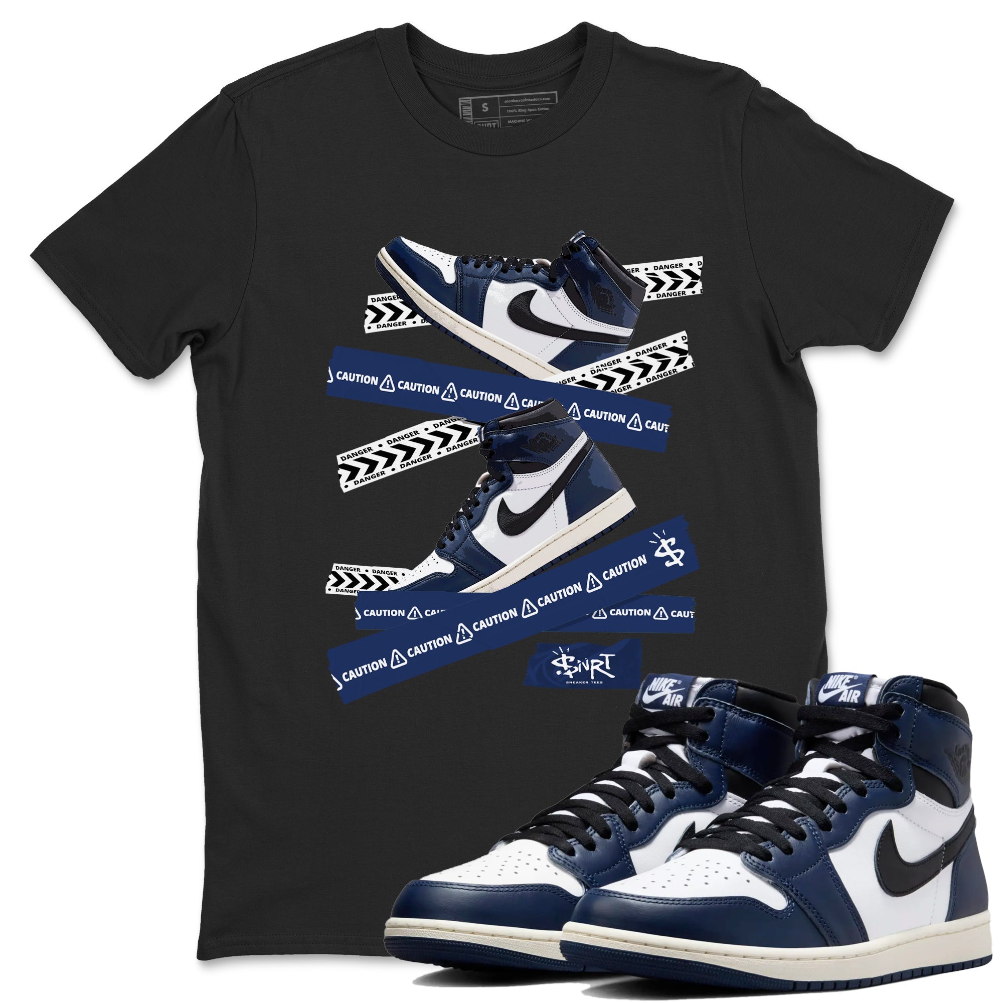 Caution Tape snkmatch Tees - Air Jordan 1 Midnight Navy