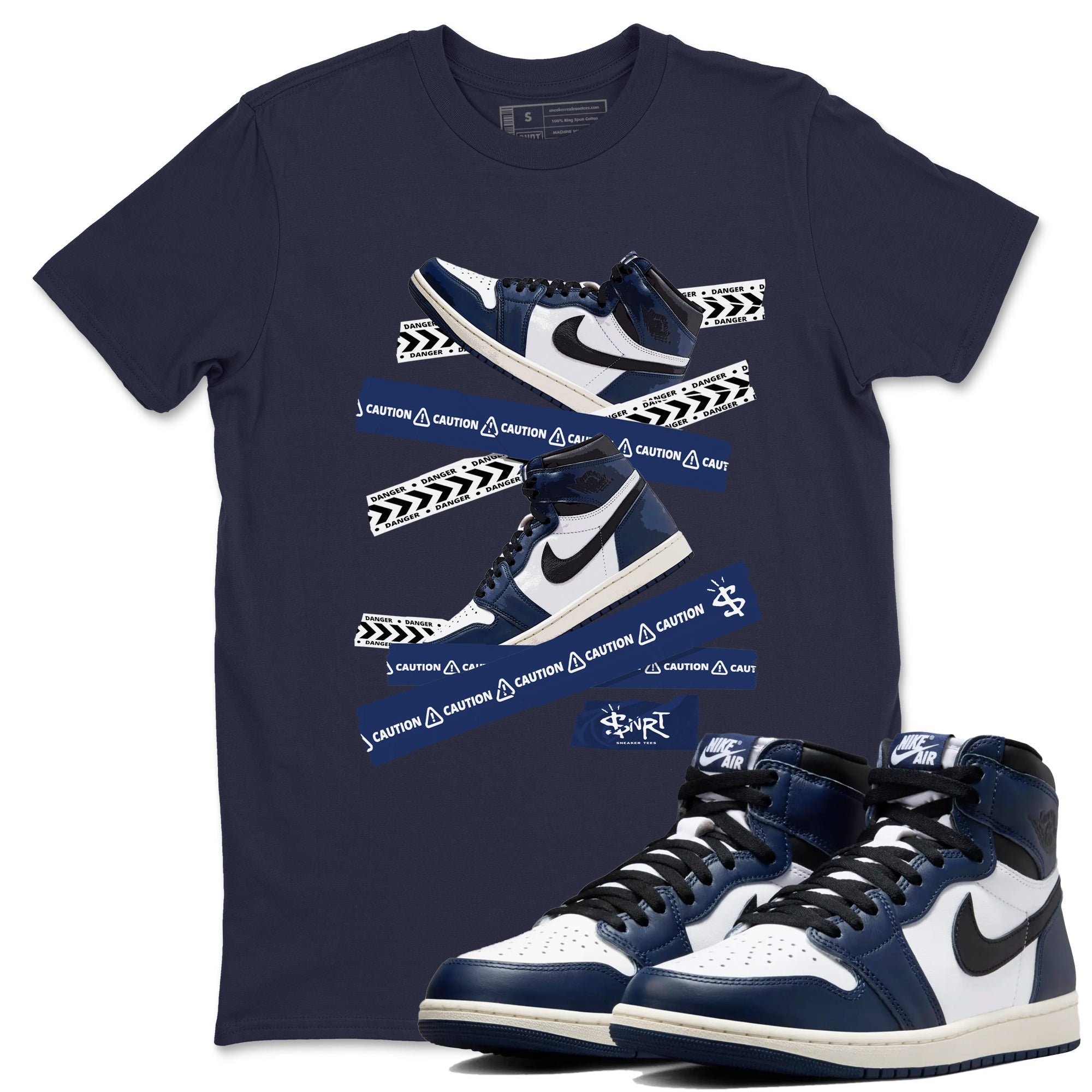 Caution Tape snkmatch Tees - Air Jordan 1 Midnight Navy