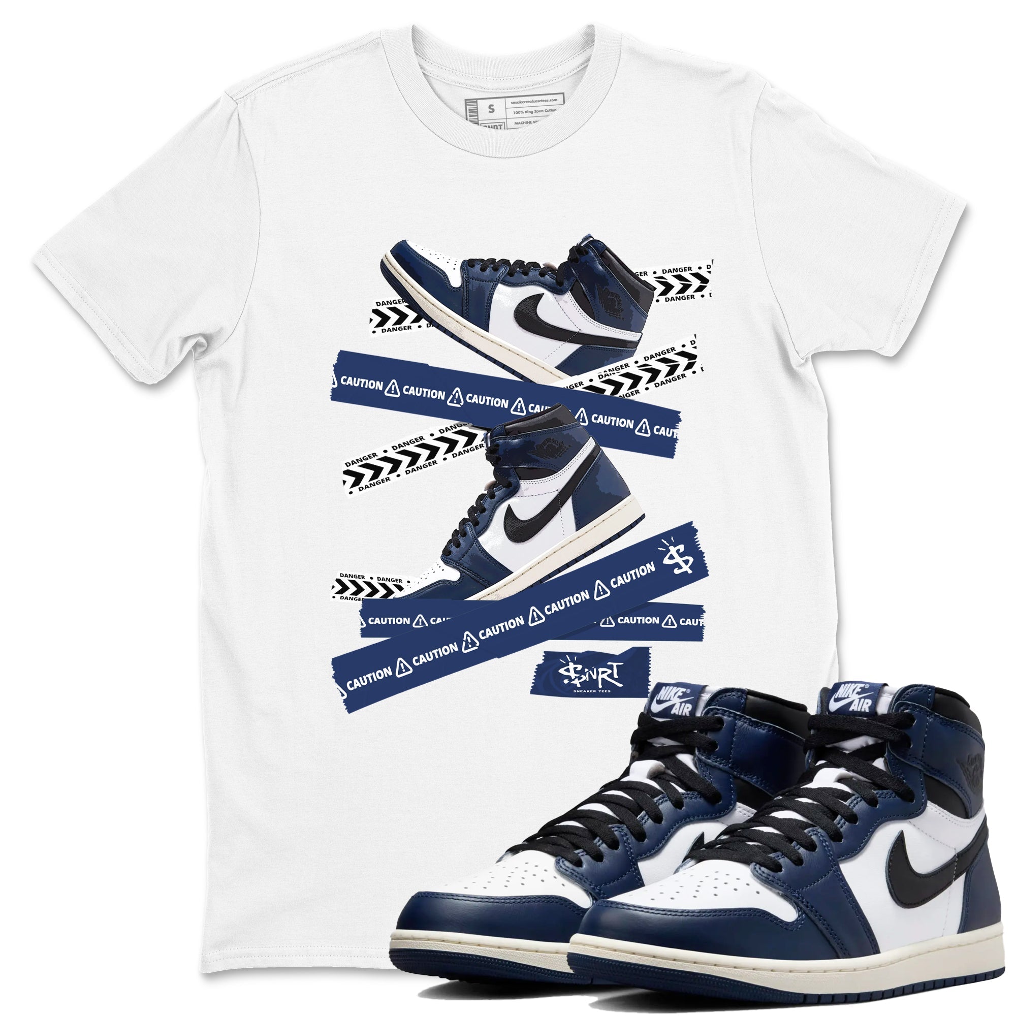 Caution Tape snkmatch Tees - Air Jordan 1 Midnight Navy
