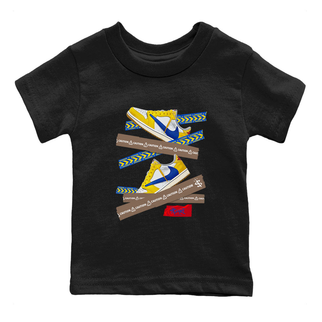 Caution Tape snkmatch Tees Kids - Air Jordan 1 Travis Scott Canary