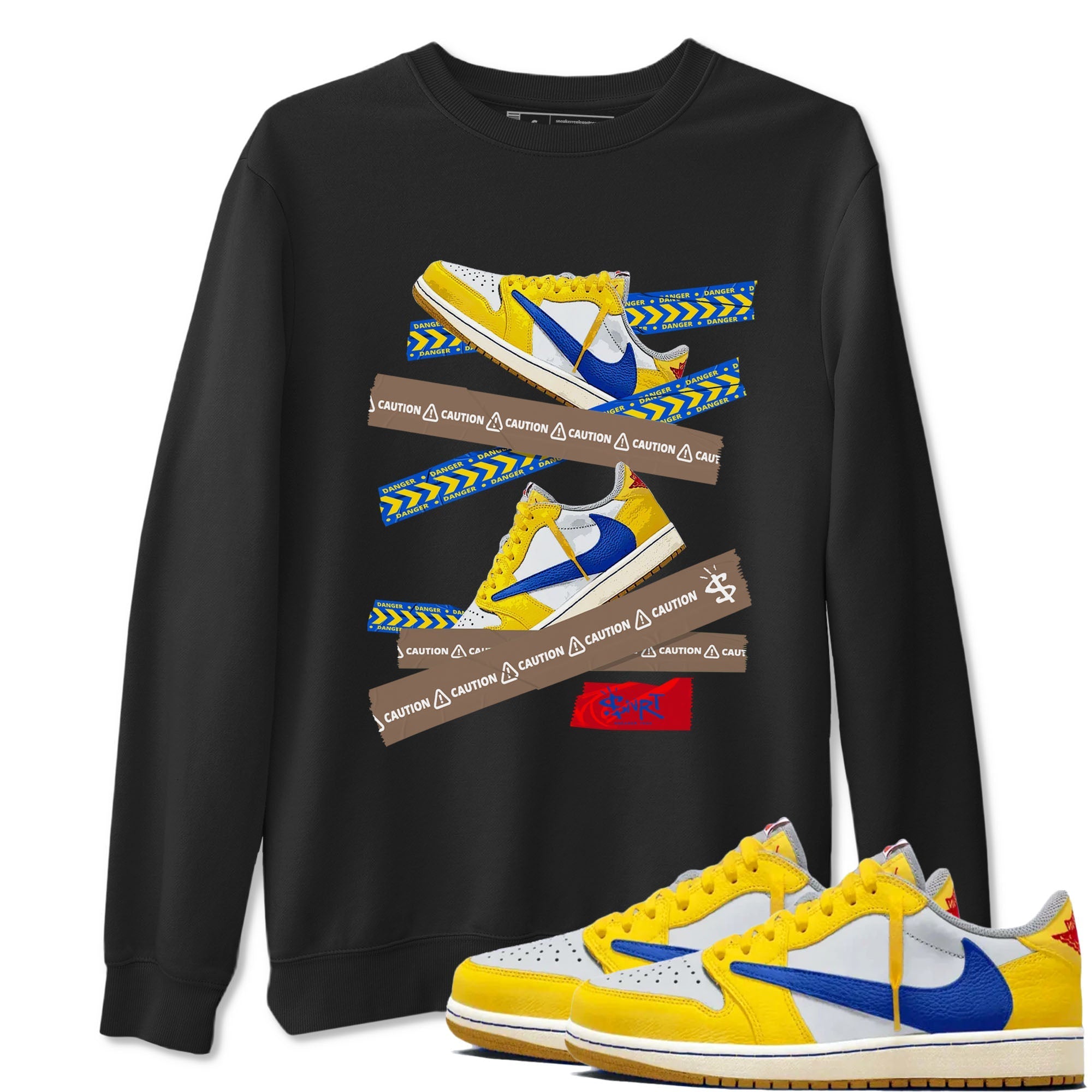 Caution Tape snkmatch Tees - Air Jordan 1 Travis Scott Canary