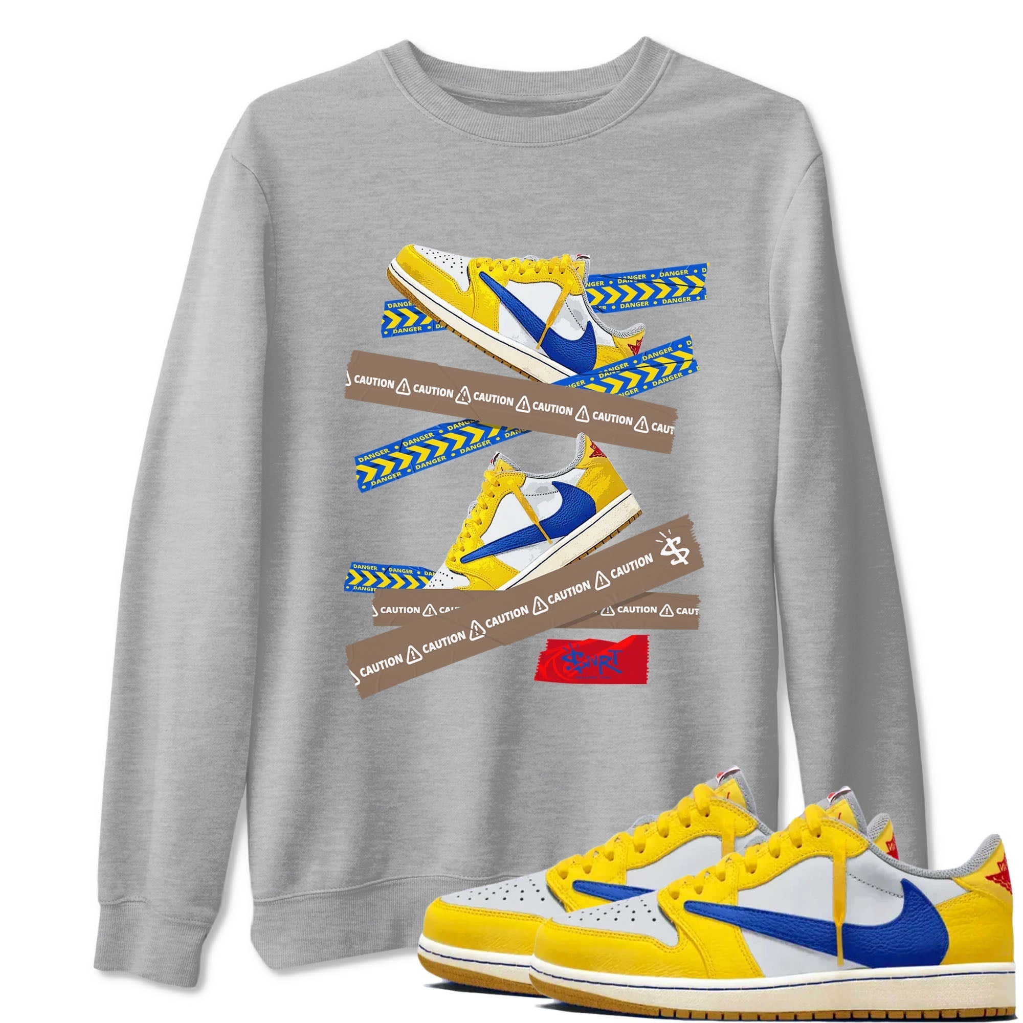 Caution Tape snkmatch Tees - Air Jordan 1 Travis Scott Canary