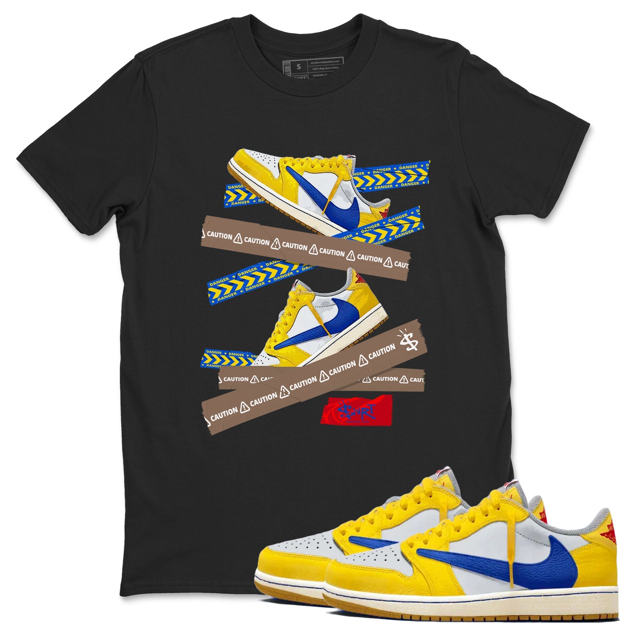 Caution Tape snkmatch Tees - Air Jordan 1 Travis Scott Canary