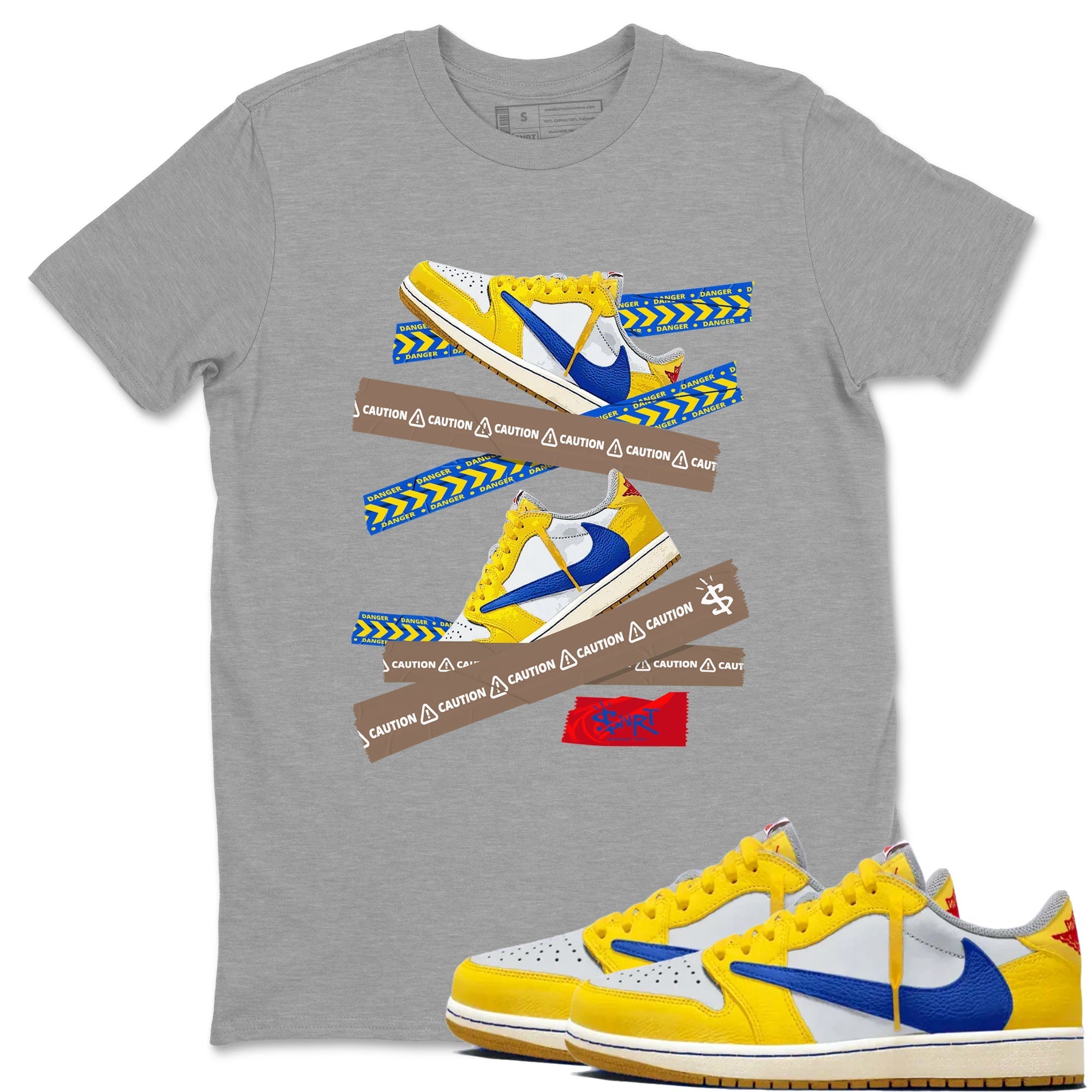 Caution Tape snkmatch Tees - Air Jordan 1 Travis Scott Canary