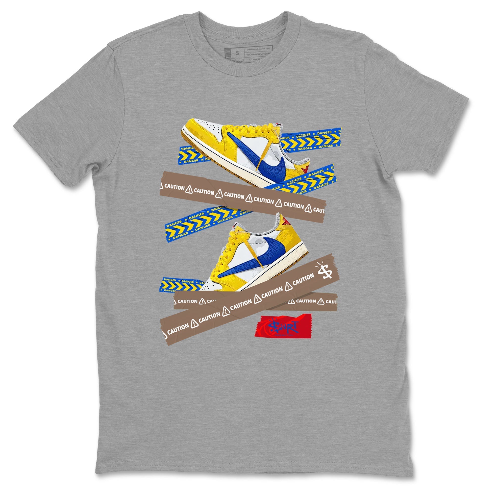 Caution Tape snkmatch Tees - Air Jordan 1 Travis Scott Canary
