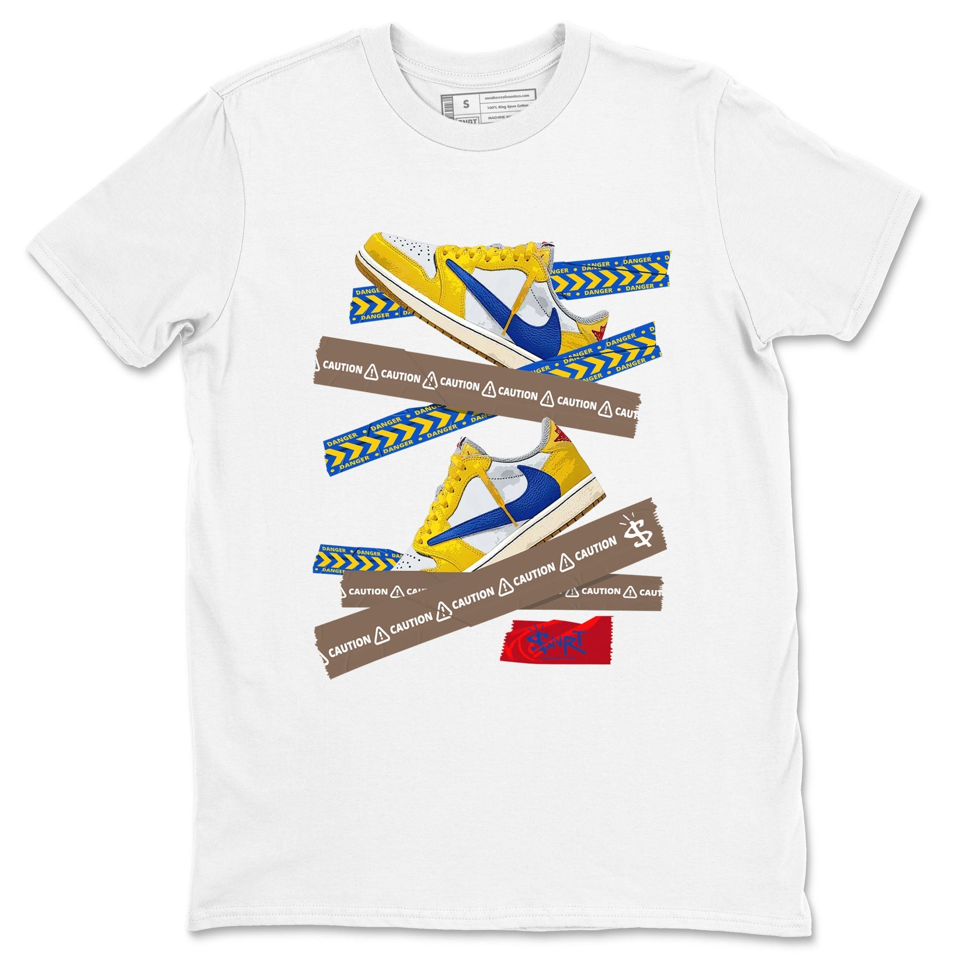 Caution Tape snkmatch Tees - Air Jordan 1 Travis Scott Canary