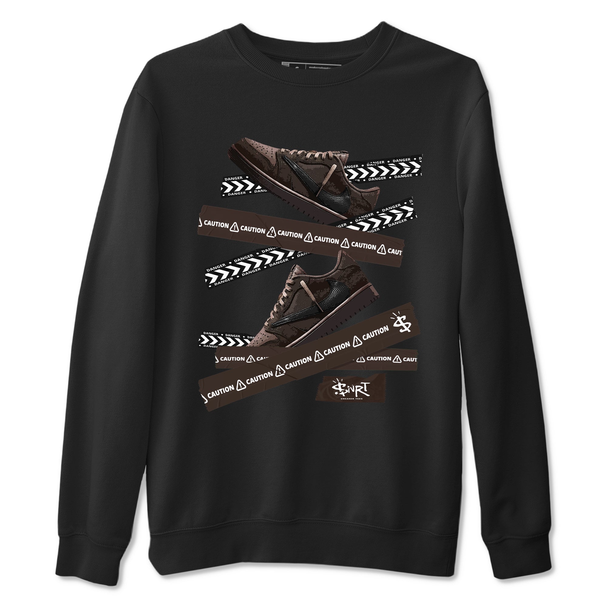 Caution Tape snkmatch Tees - Air Jordan 1 Travis Scott Velvet Brown