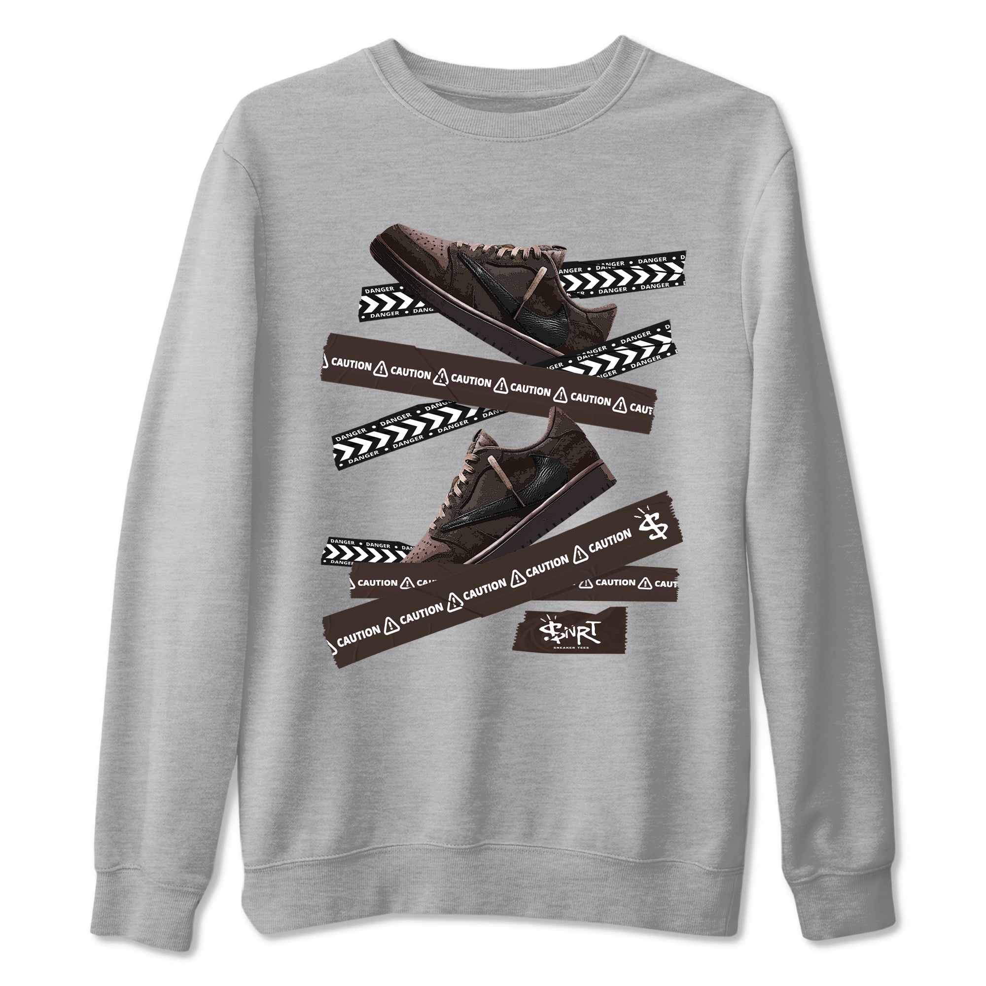 Caution Tape snkmatch Tees - Air Jordan 1 Travis Scott Velvet Brown