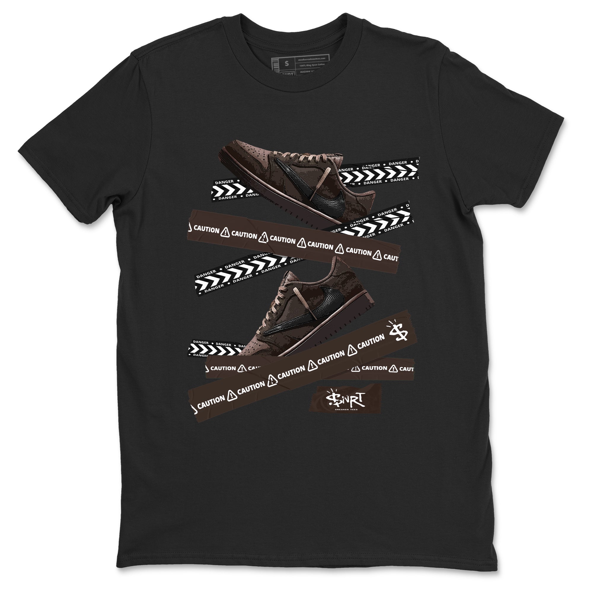 Caution Tape snkmatch Tees - Air Jordan 1 Travis Scott Velvet Brown