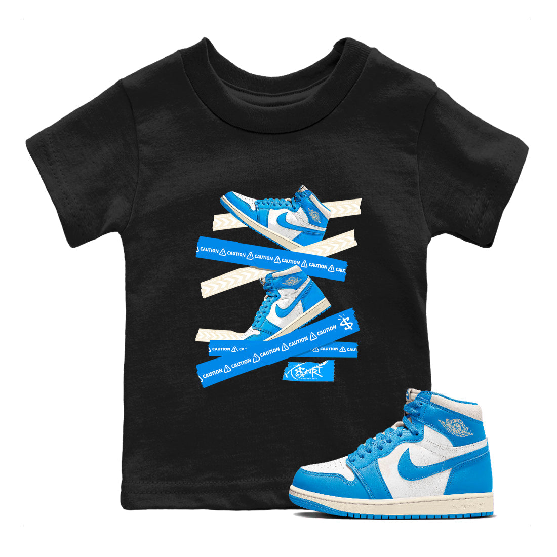 Caution Tape snkmatch Tees Kids - Air Jordan 1 UNC Reimagined