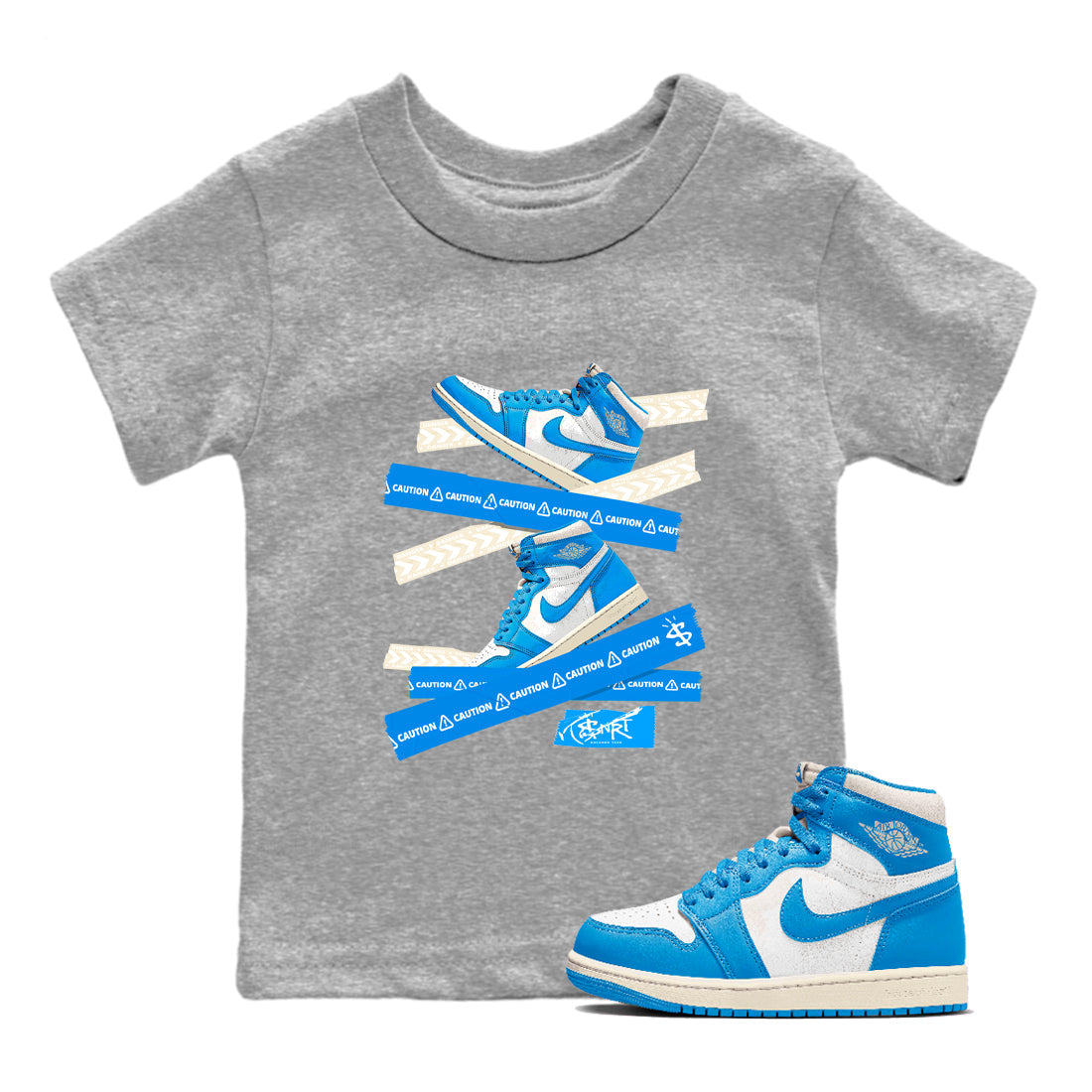 Caution Tape snkmatch Tees Kids - Air Jordan 1 UNC Reimagined