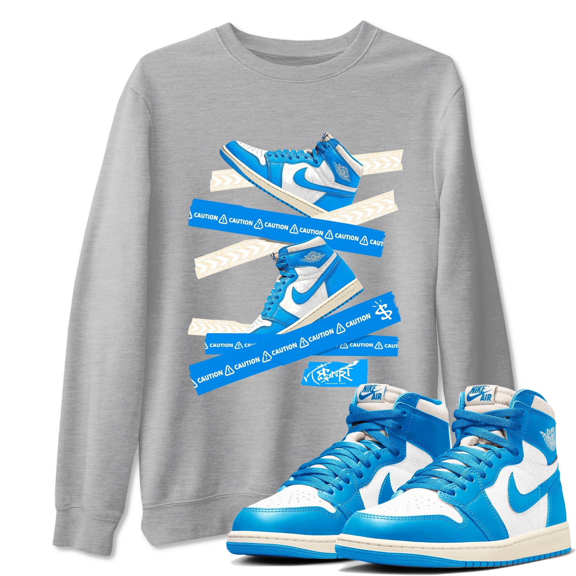 Caution Tape snkmatch Tees - Air Jordan 1 UNC Reimagined
