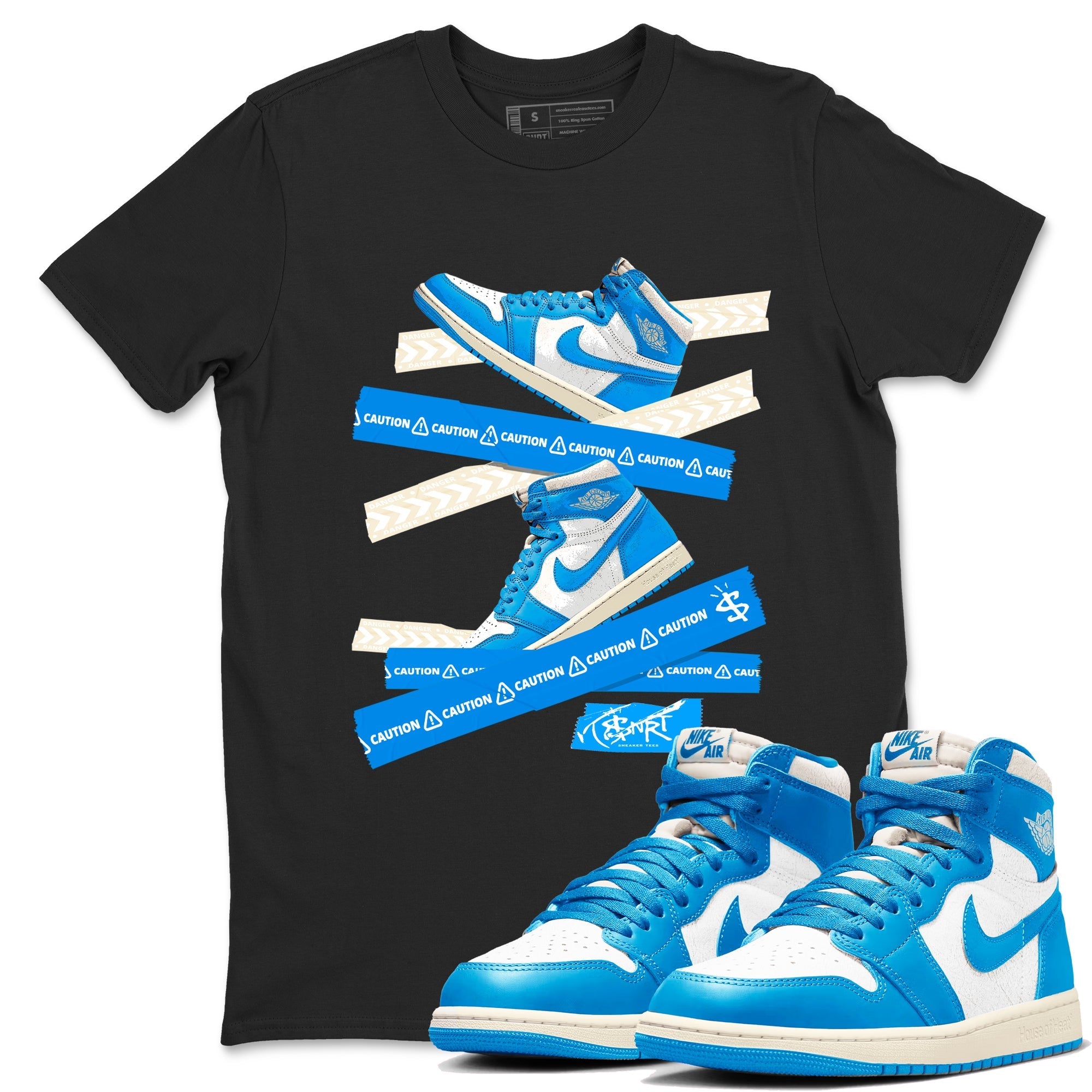 Caution Tape snkmatch Tees - Air Jordan 1 UNC Reimagined