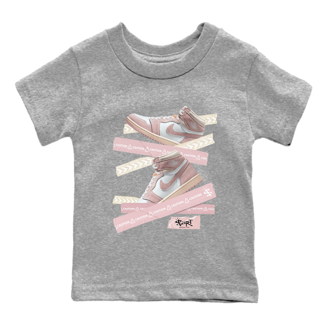Caution Tape Kids Tops - Air Jordan 1 Washed Pink