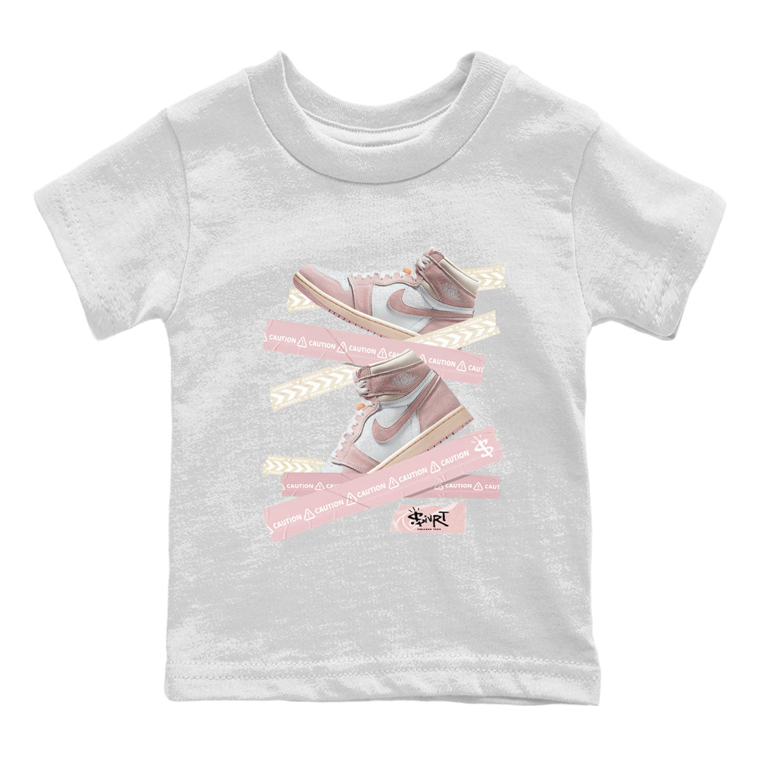 Caution Tape Kids Tops - Air Jordan 1 Washed Pink