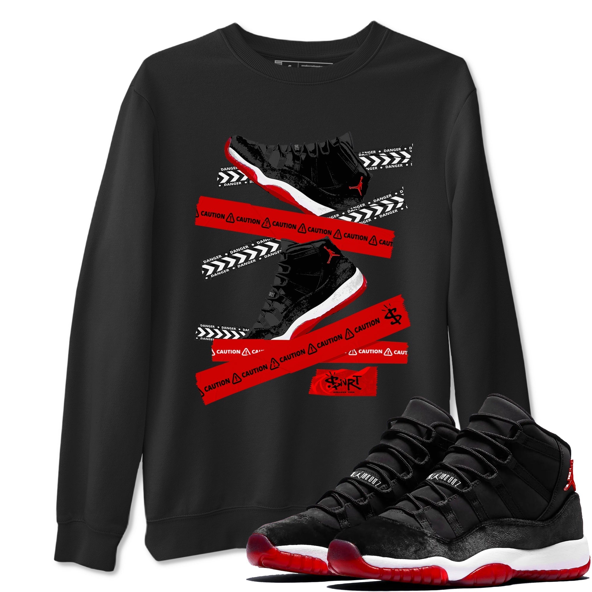 Caution Tape snkmatch Tees - Air Jordan 11 Bred Velvet