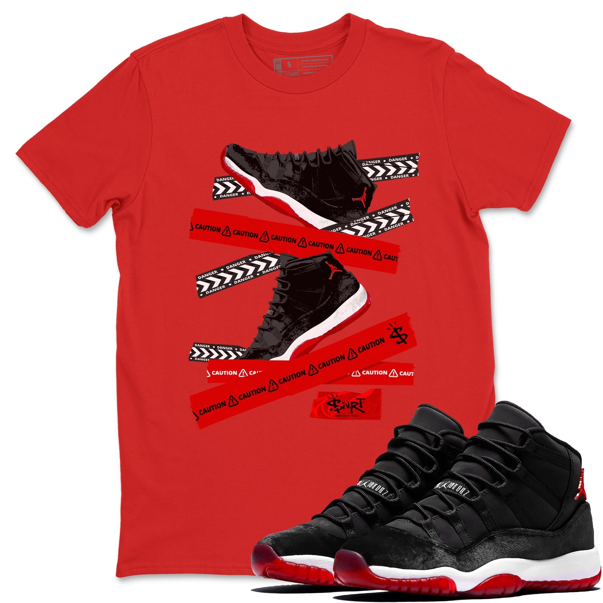 Caution Tape snkmatch Tees - Air Jordan 11 Bred Velvet