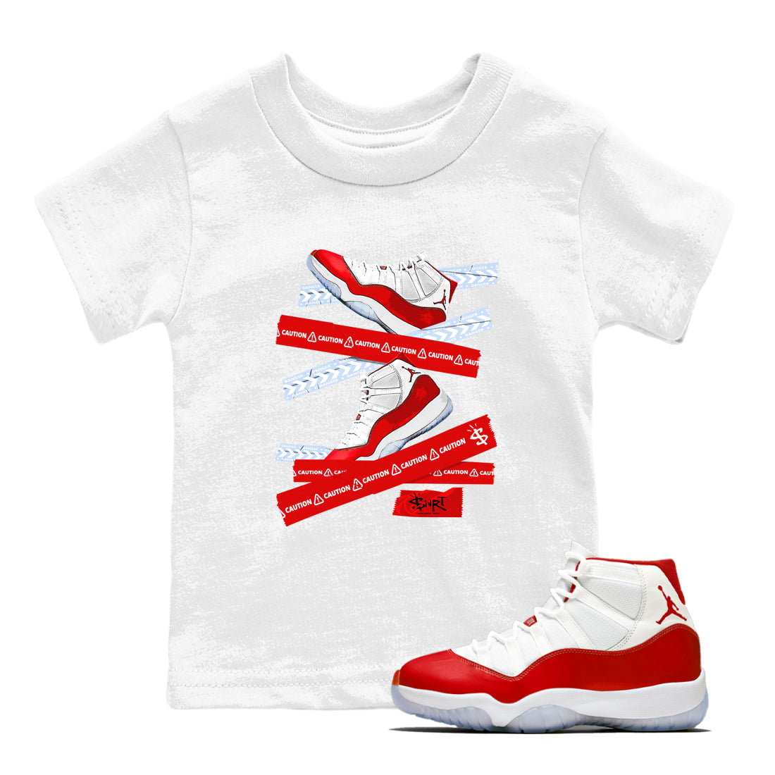 Caution Tape snkmatch Tees Kids - Air Jordan 11 Cherry