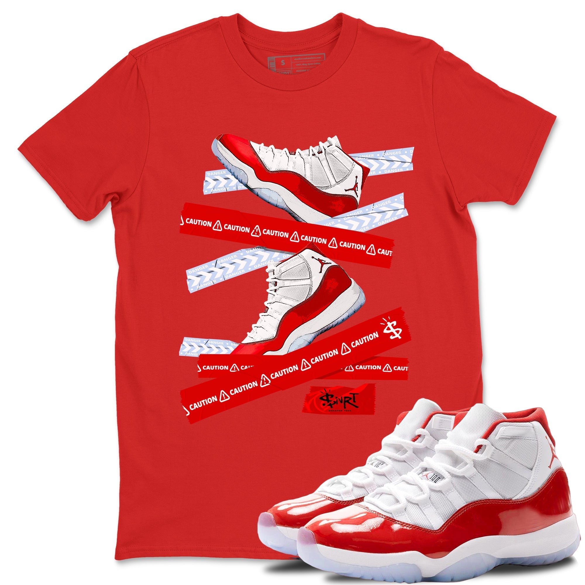 Caution Tape snkmatch Tees - Air Jordan 11 Cherry