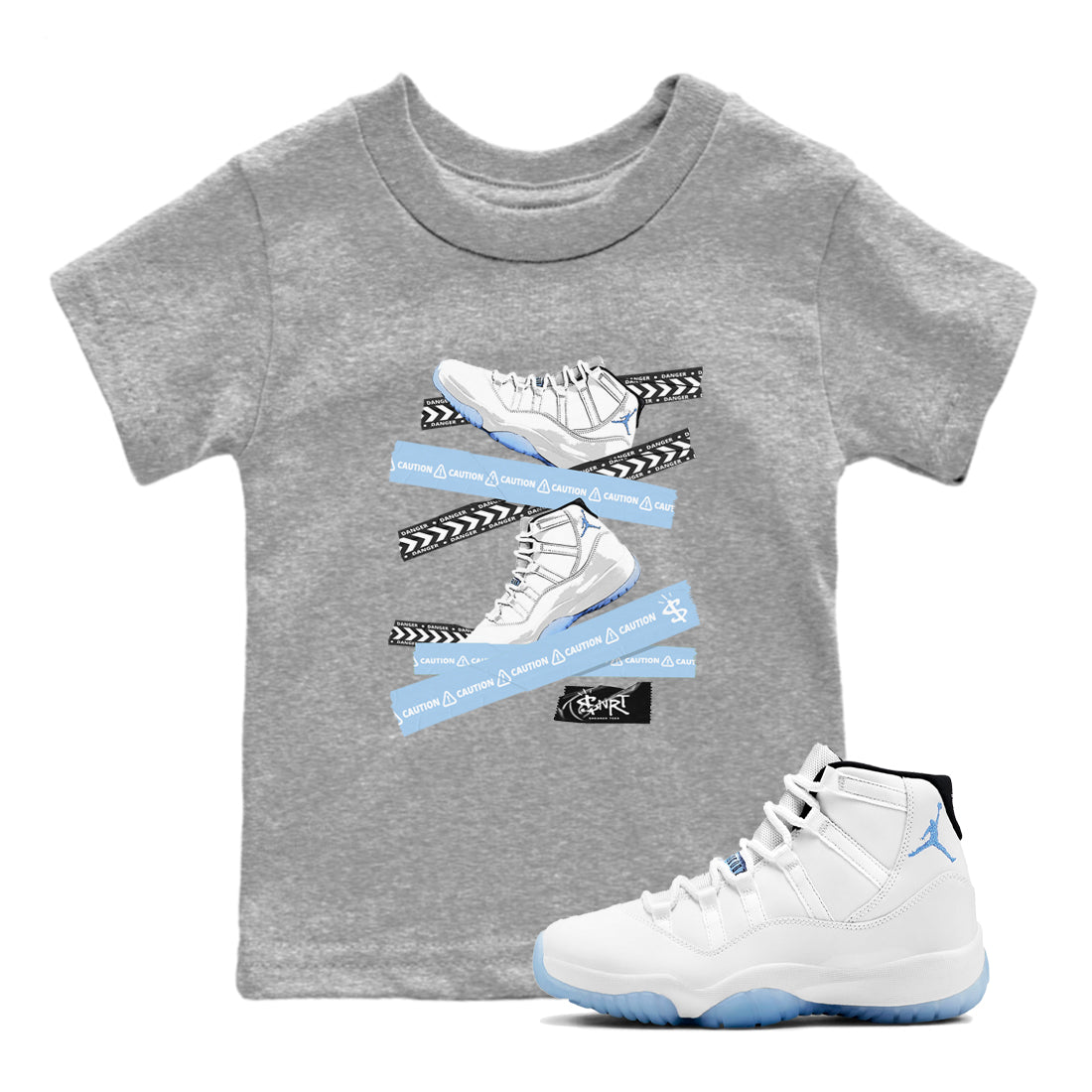 Caution Tape snkmatch Tees Kids - Air Jordan 11 Retro Legend Blue