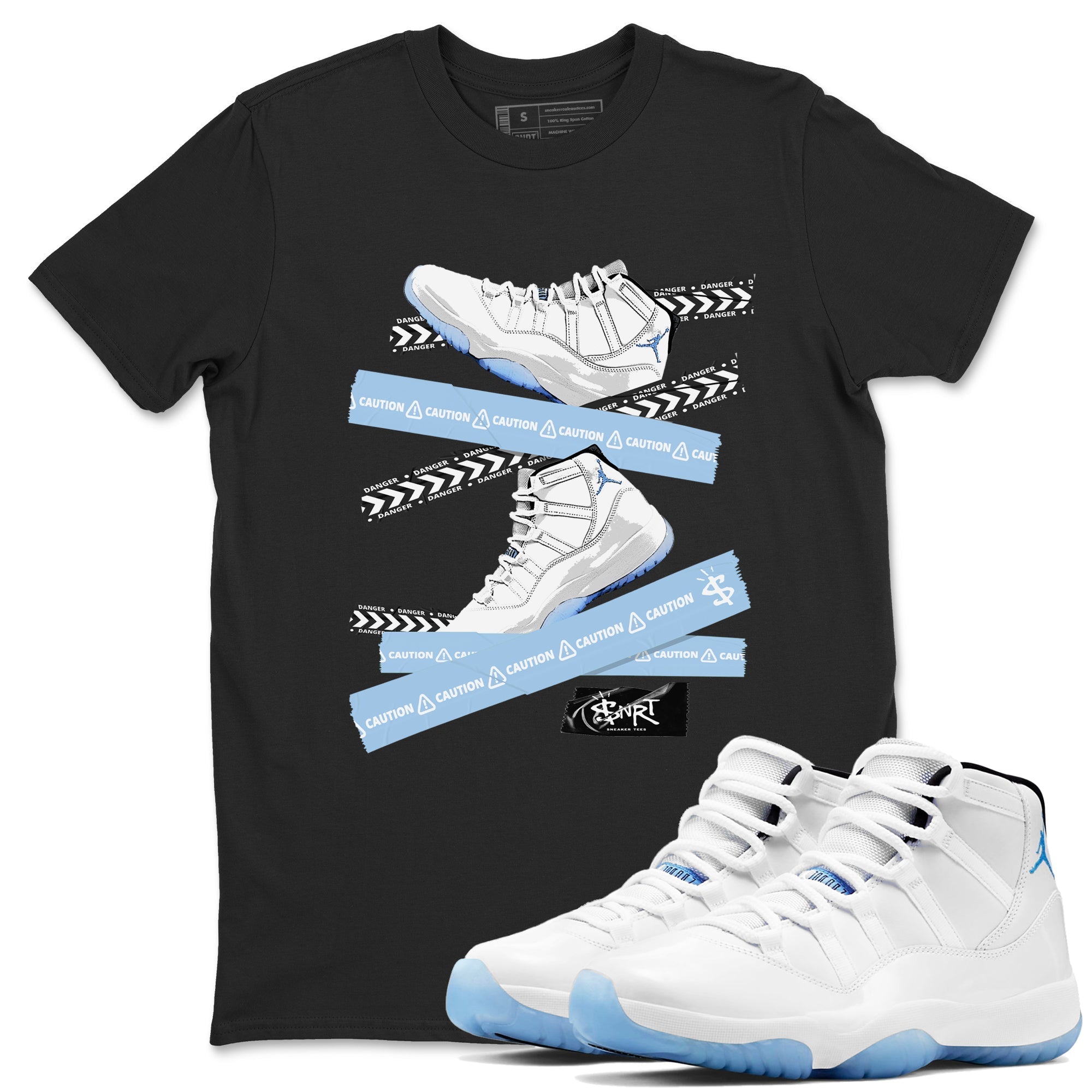 Caution Tape snkmatch Tees - Air Jordan 11 Retro Legend Blue