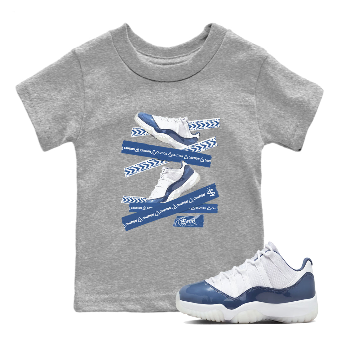 Caution Tape snkmatch Tees Kids - Air Jordan 11 Diffused Blue
