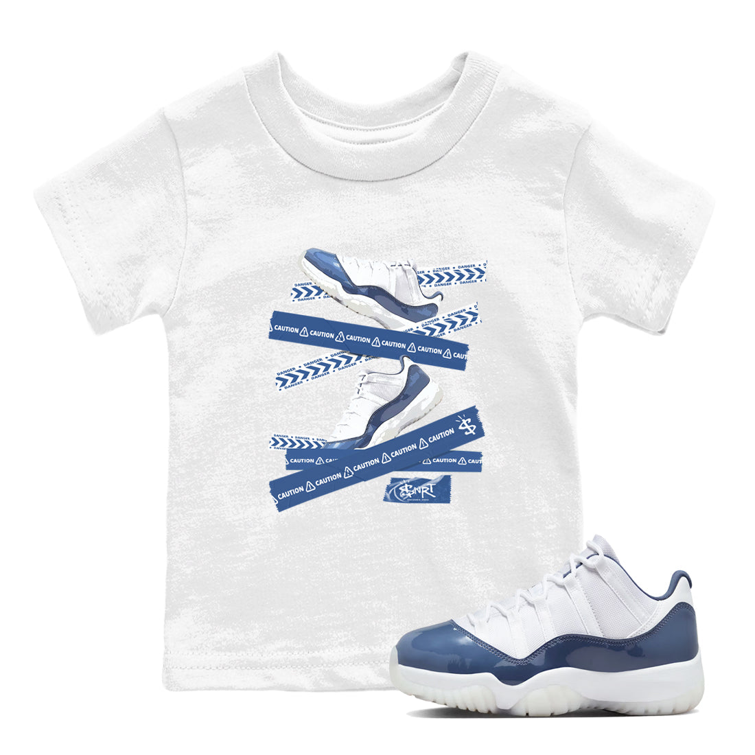 Caution Tape snkmatch Tees Kids - Air Jordan 11 Diffused Blue