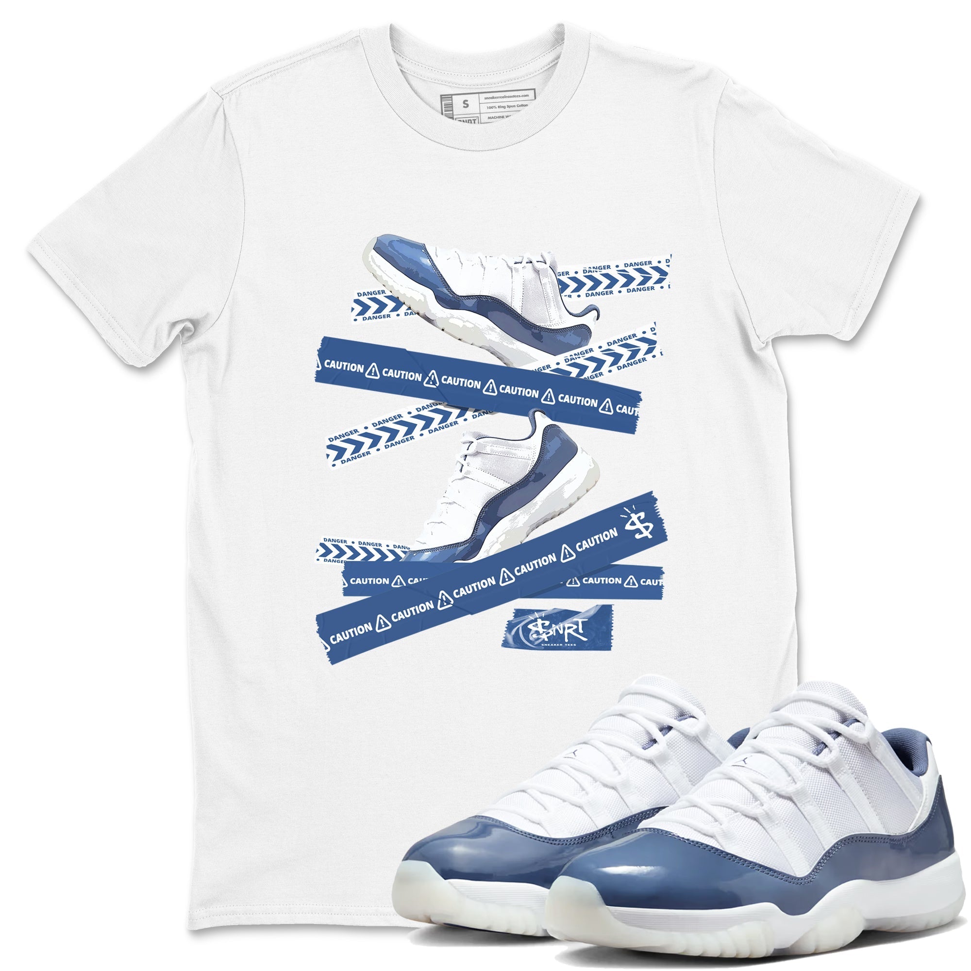 Caution Tape snkmatch Tees - Air Jordan 11 Diffused Blue