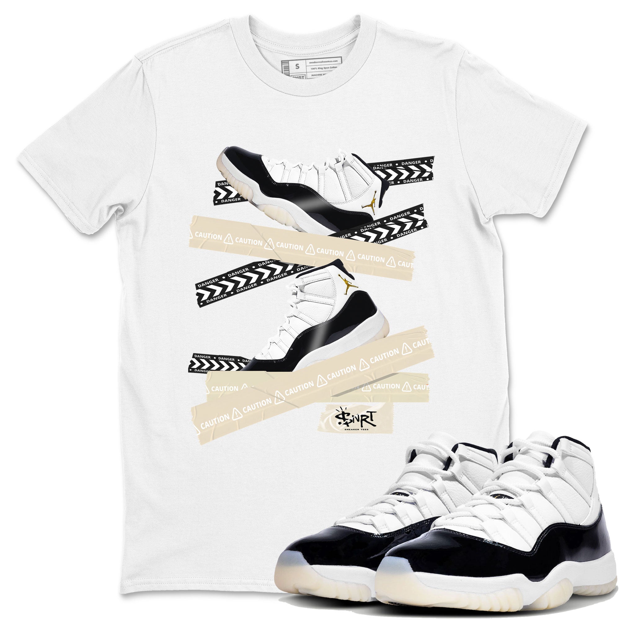 Caution Tape snkmatch Tee - Air Jordan 11 Gratitude