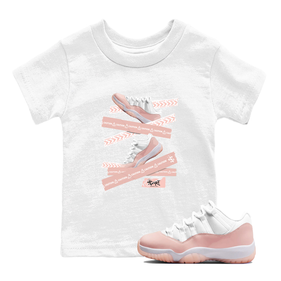 Caution Tape snkmatch Tees Kids - Air Jordan 11 Legend Pink