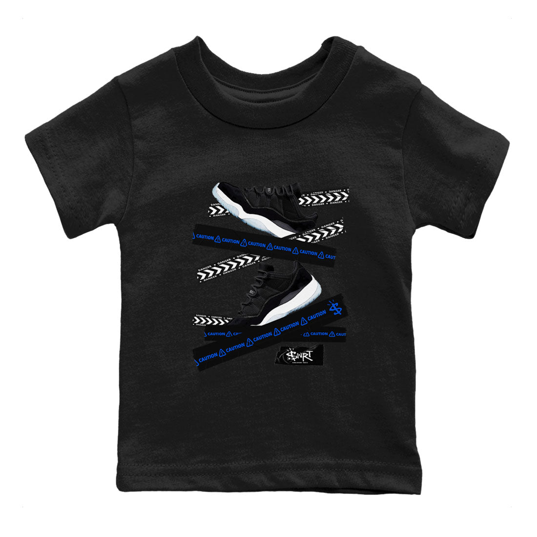 Caution Tape snkmatch Tees Kids - Air Jordan 11 Black and Varsity Royal