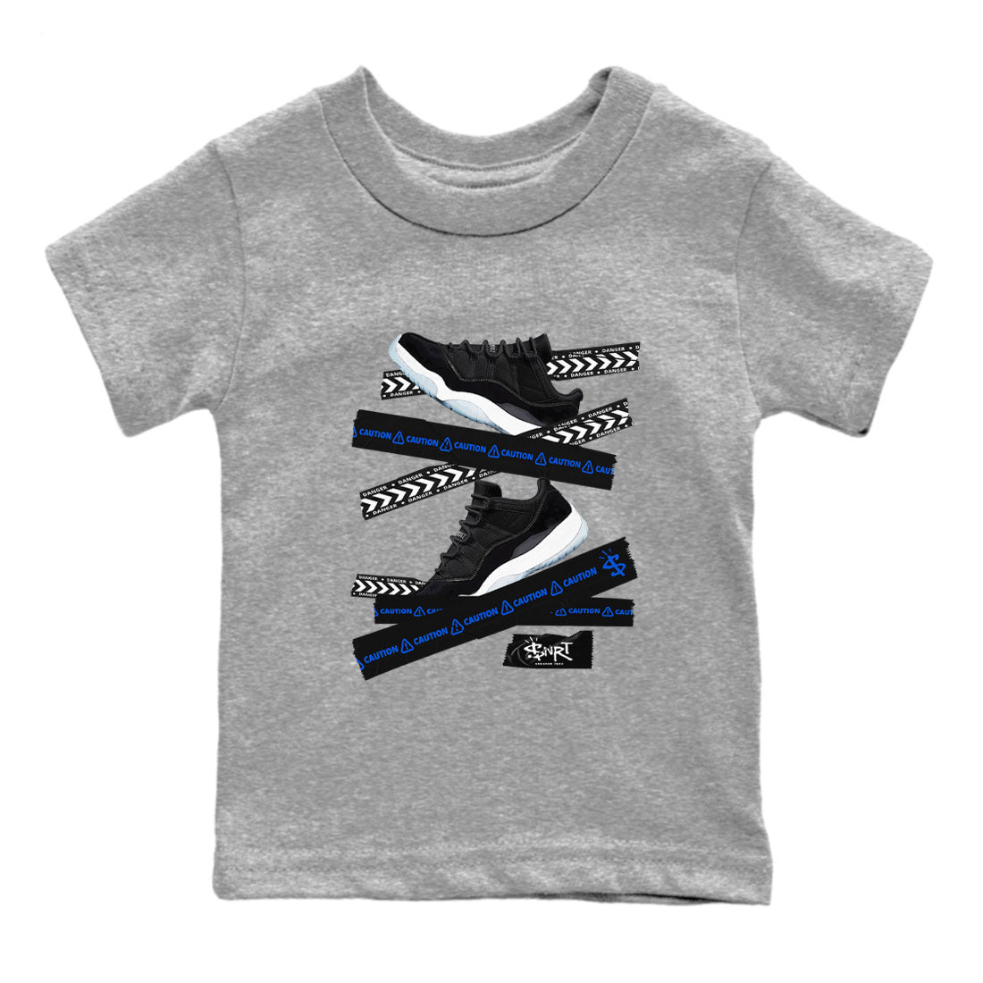 Caution Tape snkmatch Tees Kids - Air Jordan 11 Black and Varsity Royal