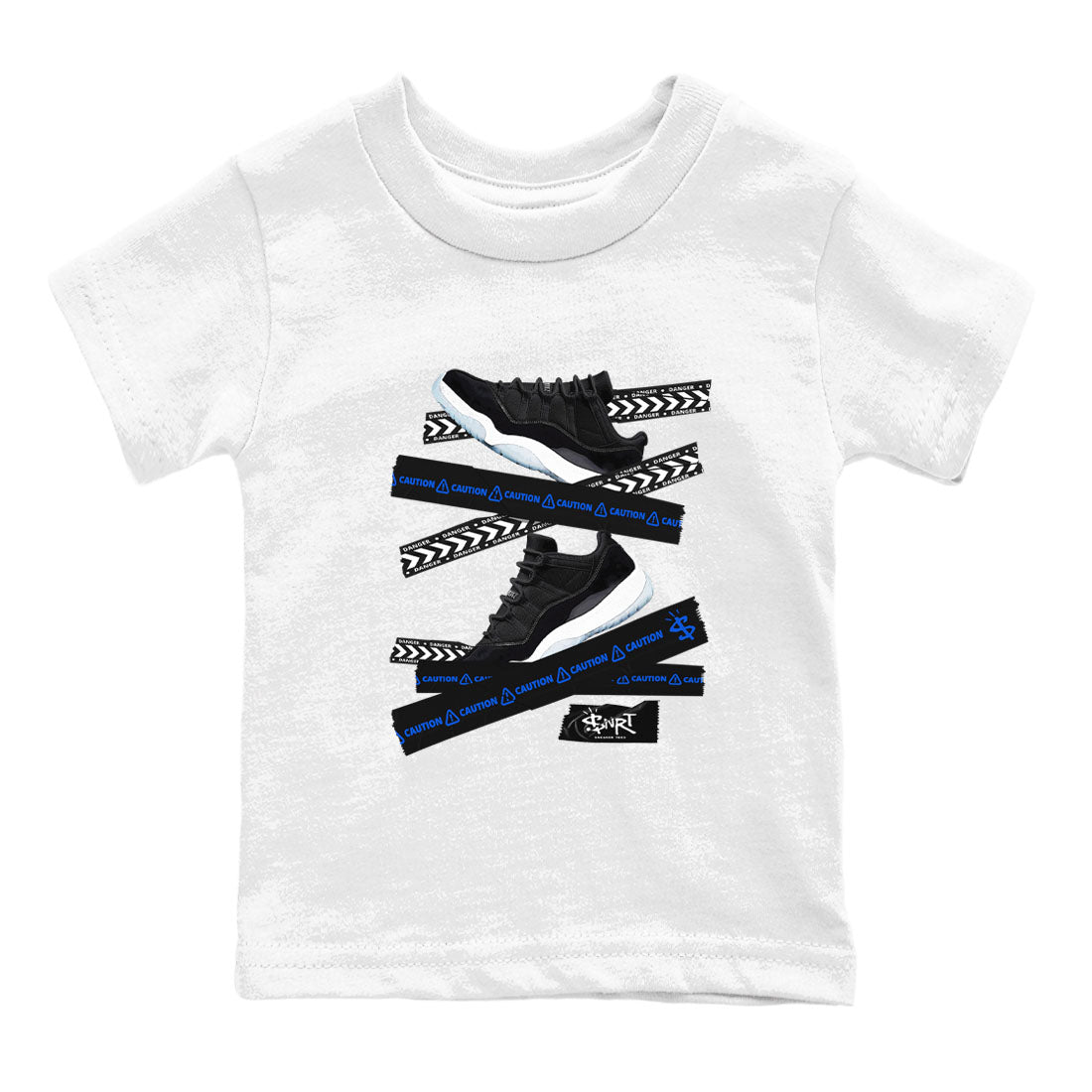 Caution Tape snkmatch Tees Kids - Air Jordan 11 Black and Varsity Royal