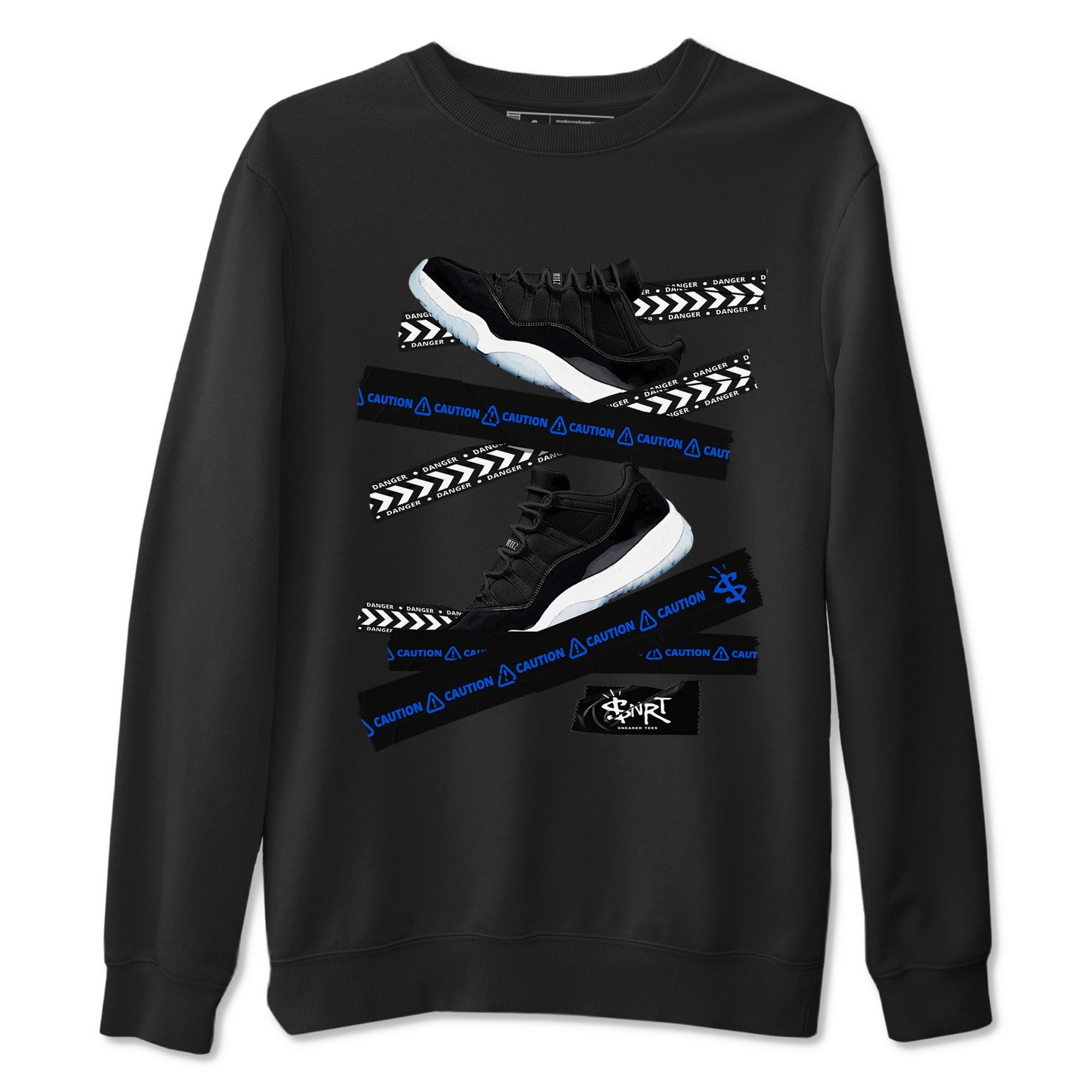 Caution Tape snkmatch Tees - Air Jordan 11 Black and Varsity Royal