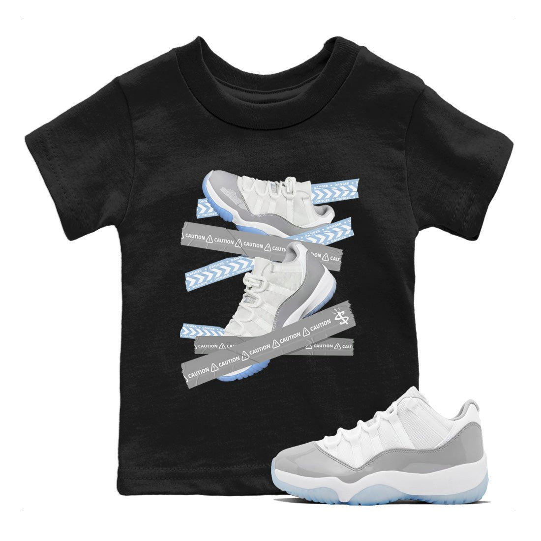 Caution Tape Kids Tops - Air Jordan 11 White Cement