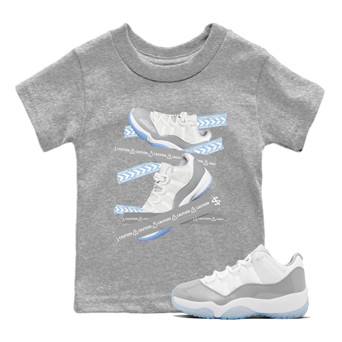 Caution Tape Kids Tops - Air Jordan 11 White Cement