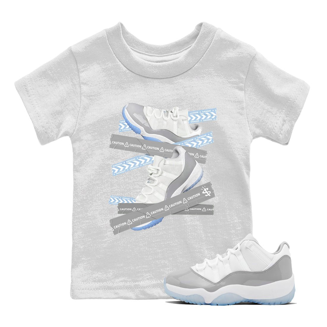 Caution Tape Kids Tops - Air Jordan 11 White Cement