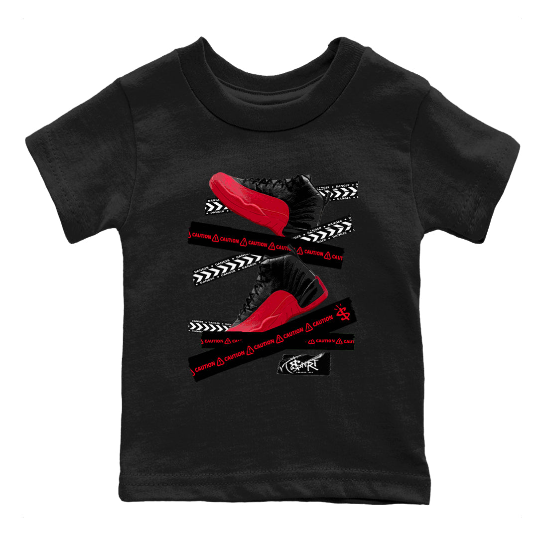 Caution Tape snkmatch Tees Kids - Air Jordan 12 Flu Game