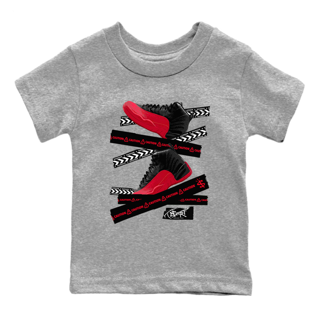 Caution Tape snkmatch Tees Kids - Air Jordan 12 Flu Game